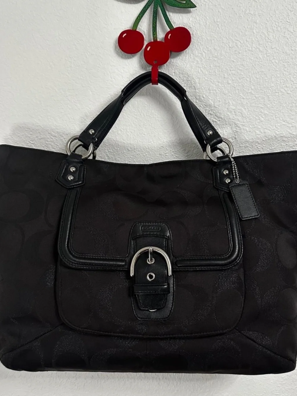 Vtg Y2K Coach Campbell Signature Izzy Fashion Large Black Satchel Purse 26241